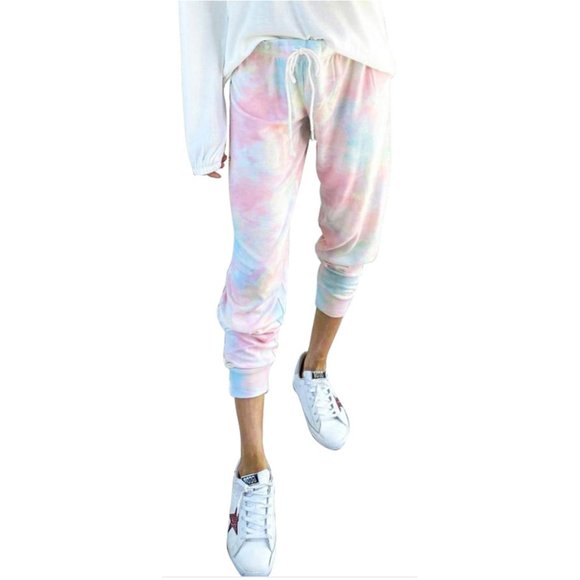 Pants - Drawstring Tie Dye Jogger. Multi Pastel